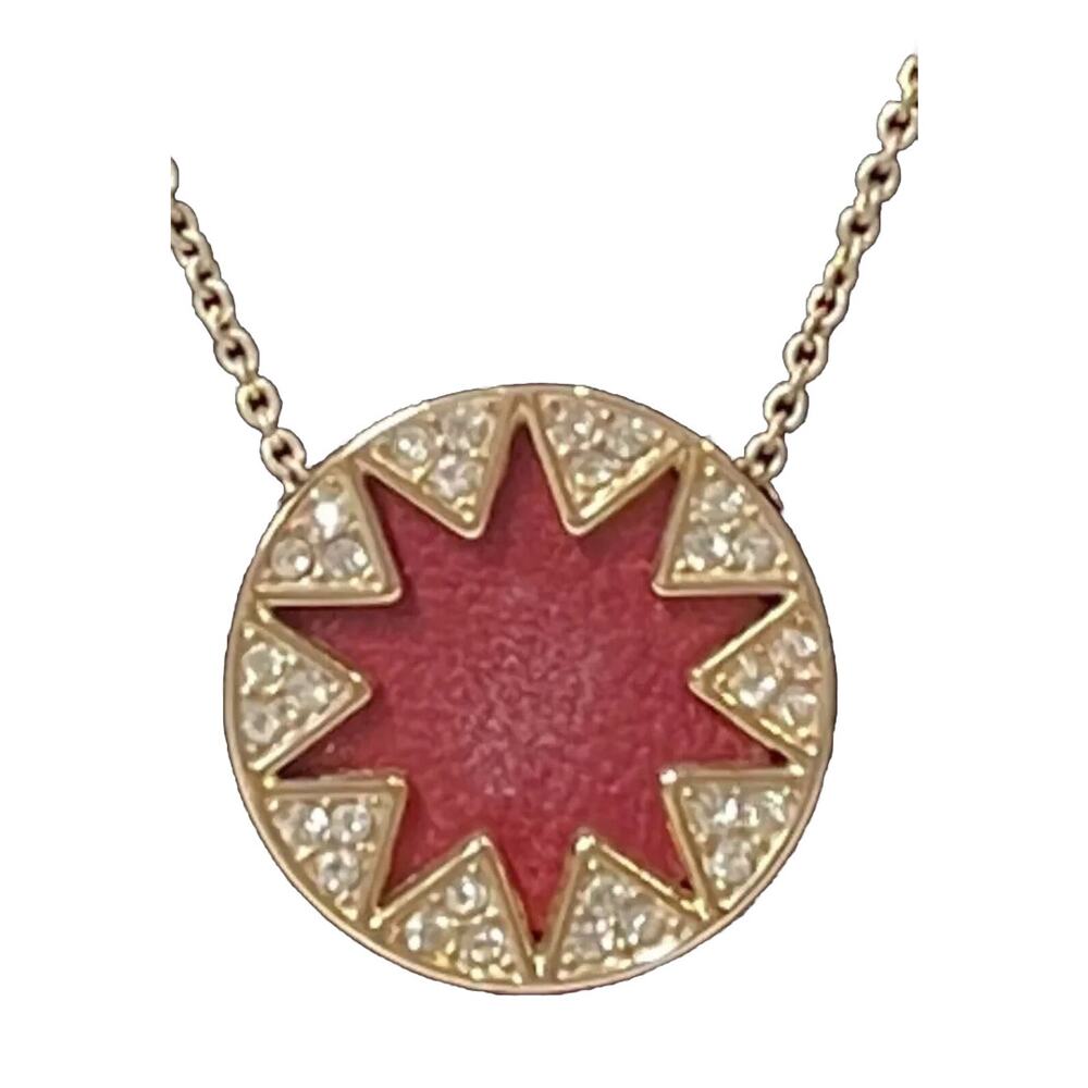 House of Harlow red leather - gold pendant, perfect condition.